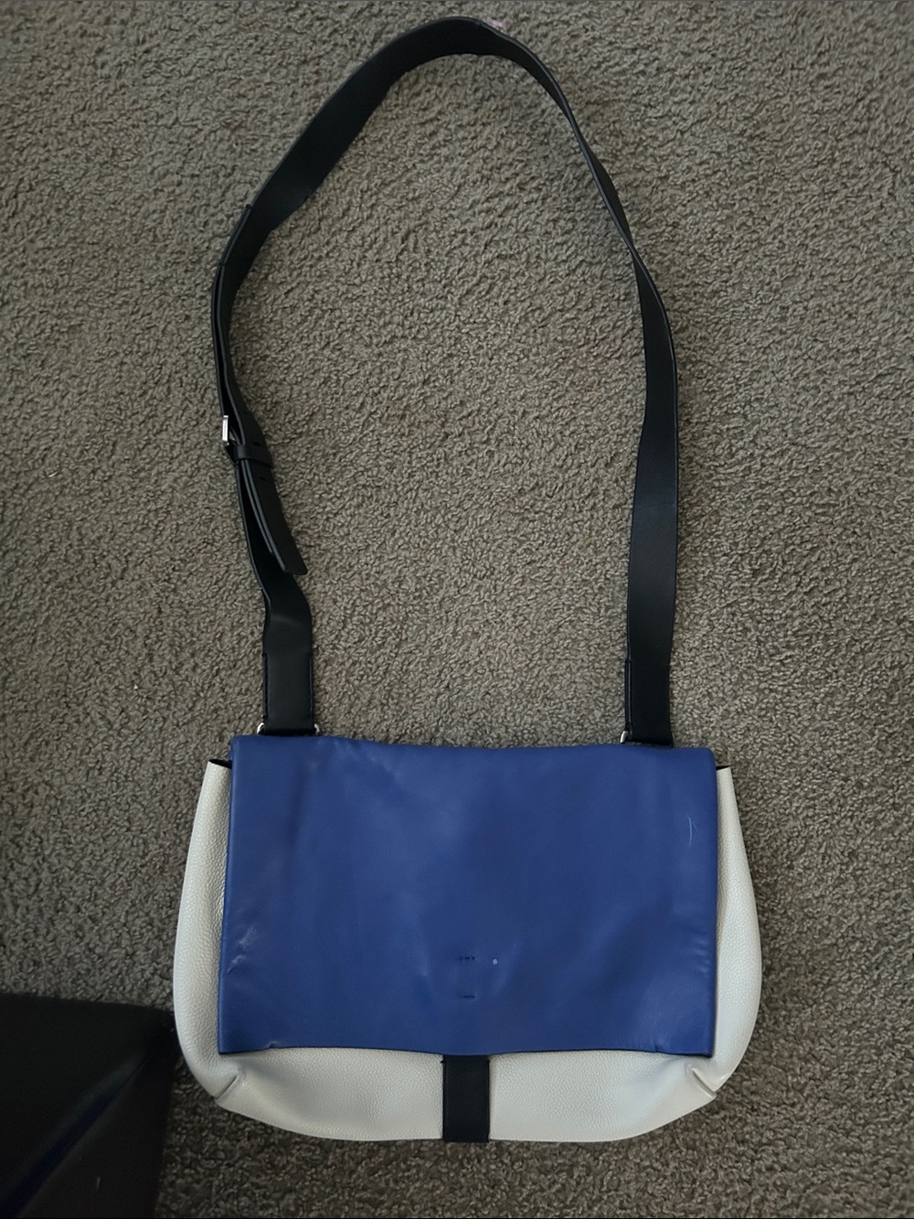 Calvin Klein Bag Crossbody Messenger Shoulder Bag color block leather Blue White